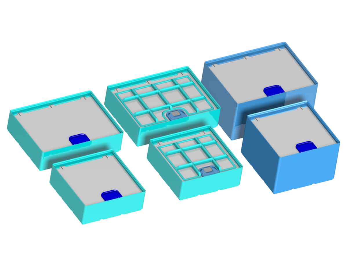 Gridfinity 3x3 3x4 3x5 (6U and 12U) Lidded Bin for Stuff with Latch Version 2.2