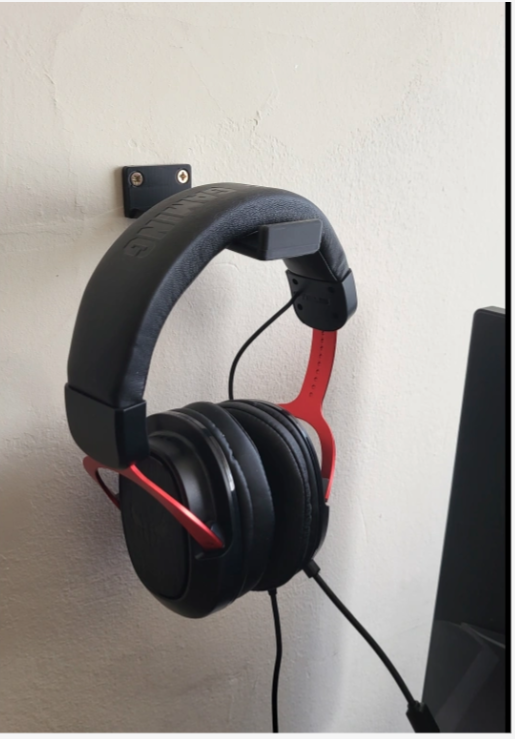 Simple wall mounted headphone holder 10 cm long