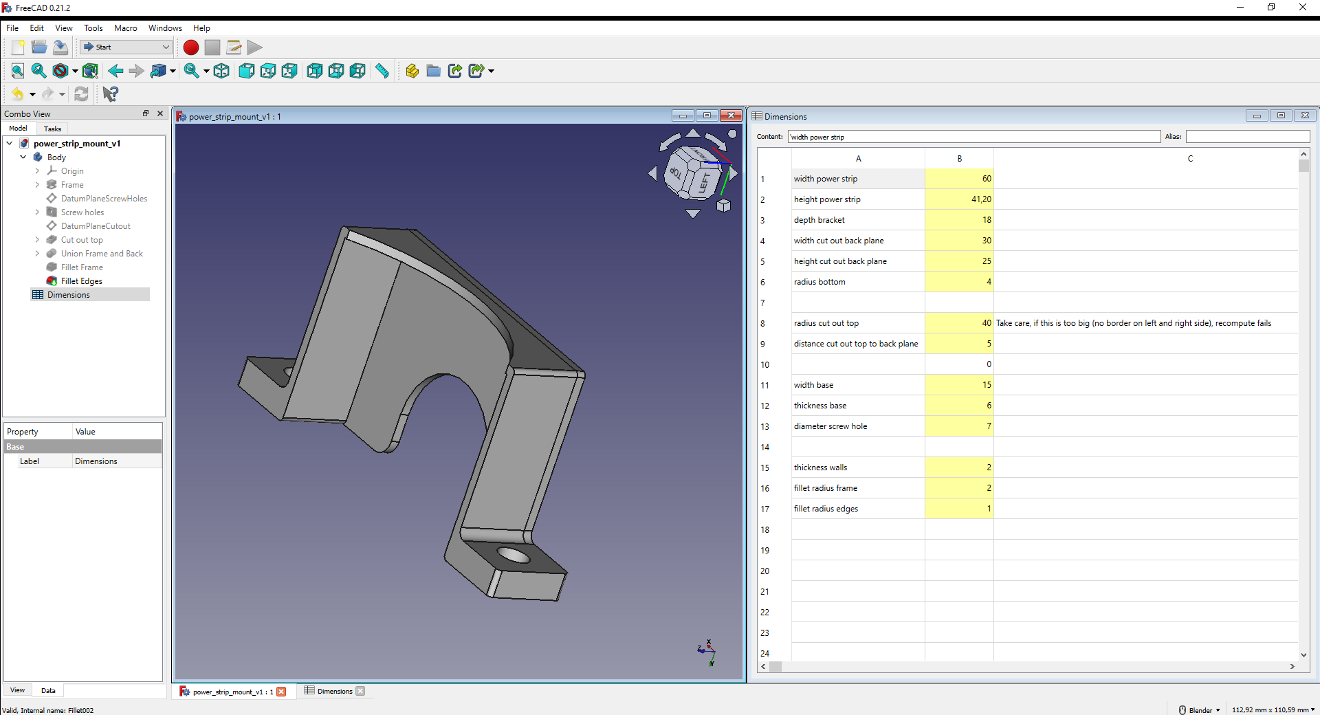 Parametric powerstrip mount by korken r download free stl model