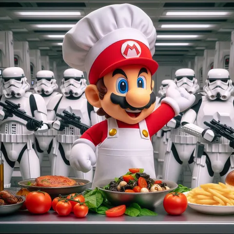 Super Mario cooks for Stormtroopers Hueforge