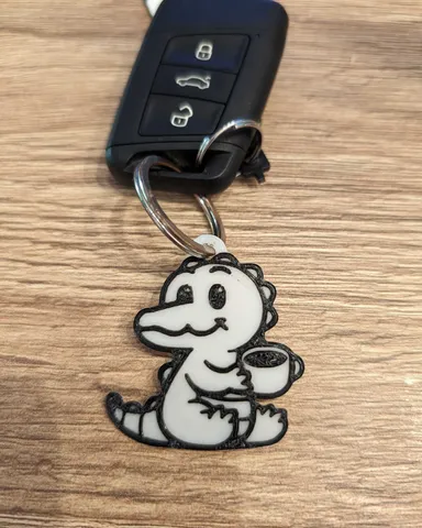 cute coffee crocodile - keychain