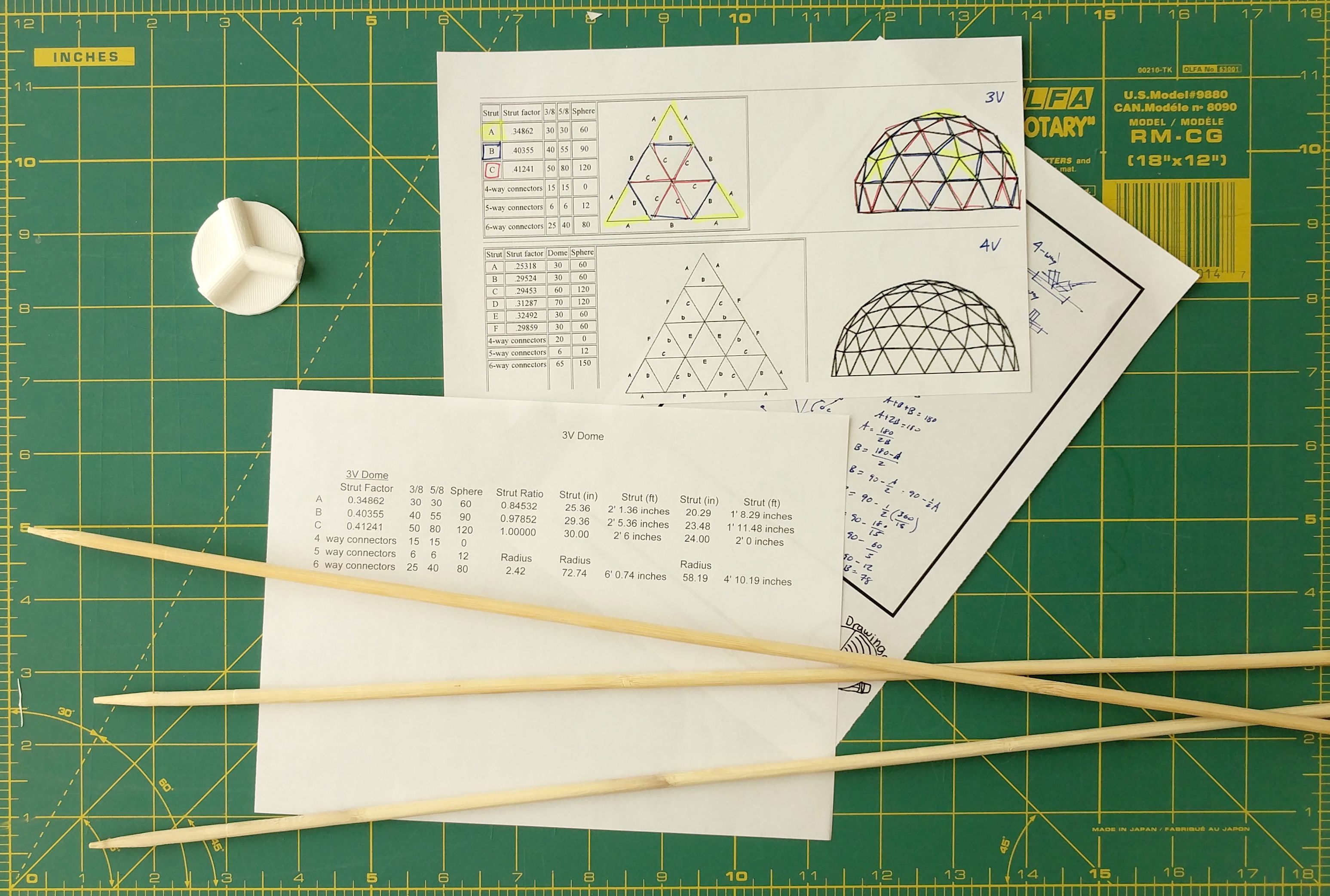5mm Bamboo Skewer Connectors for a Geodesic Dome