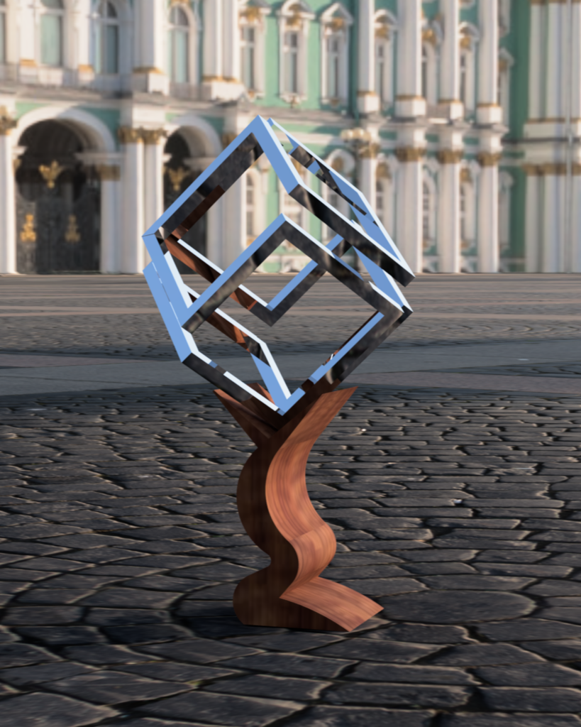 Infinity Cube + Wooden Stand