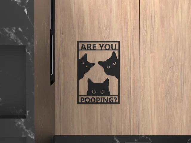 Cat Bathroom Sign - Are you pooping?