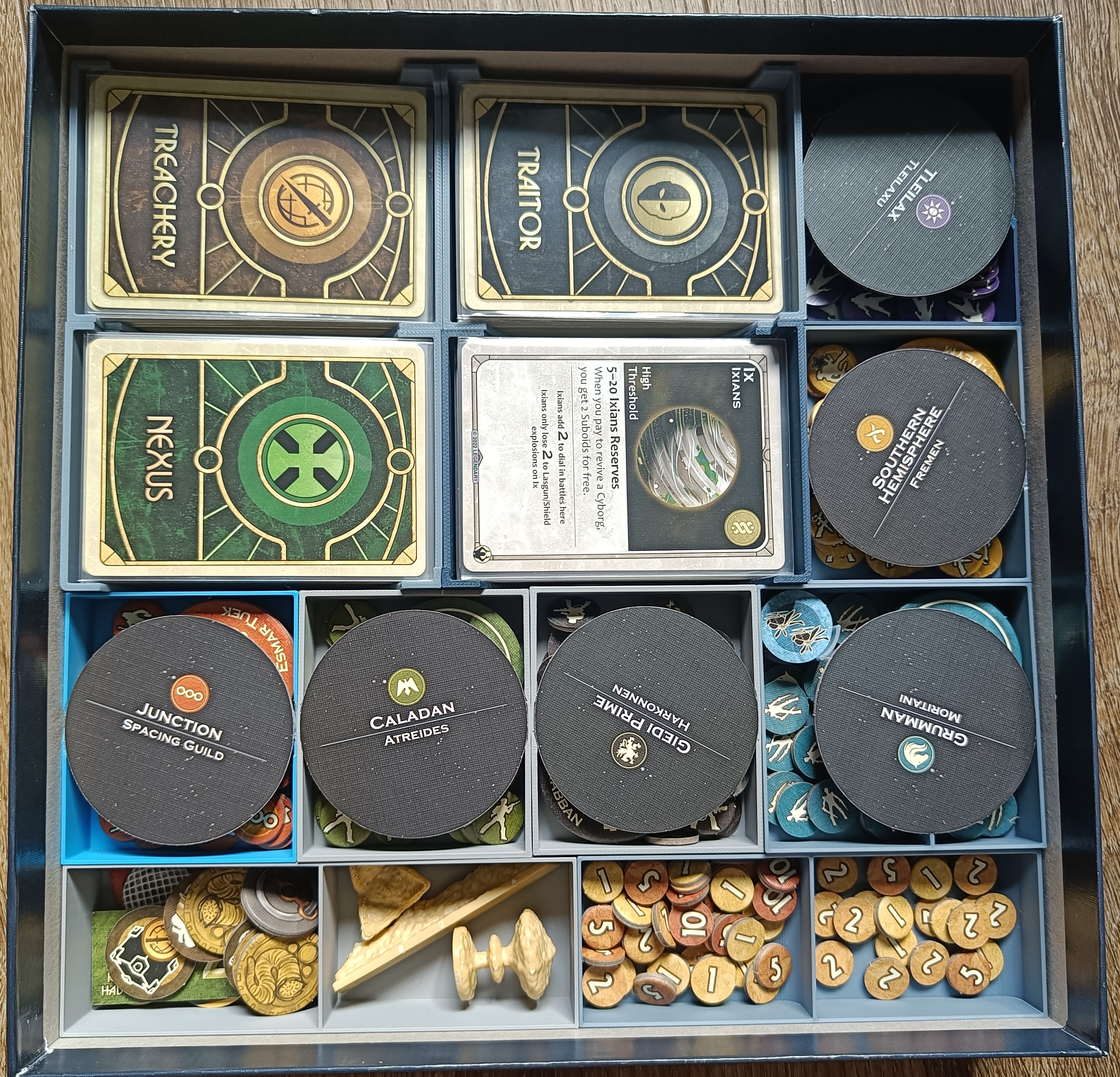 Board Game Insert Organizer Dune with 3 expansions (Ixians & Tleilaxu, CHOAM & Richese, Ecaz & Moritani)