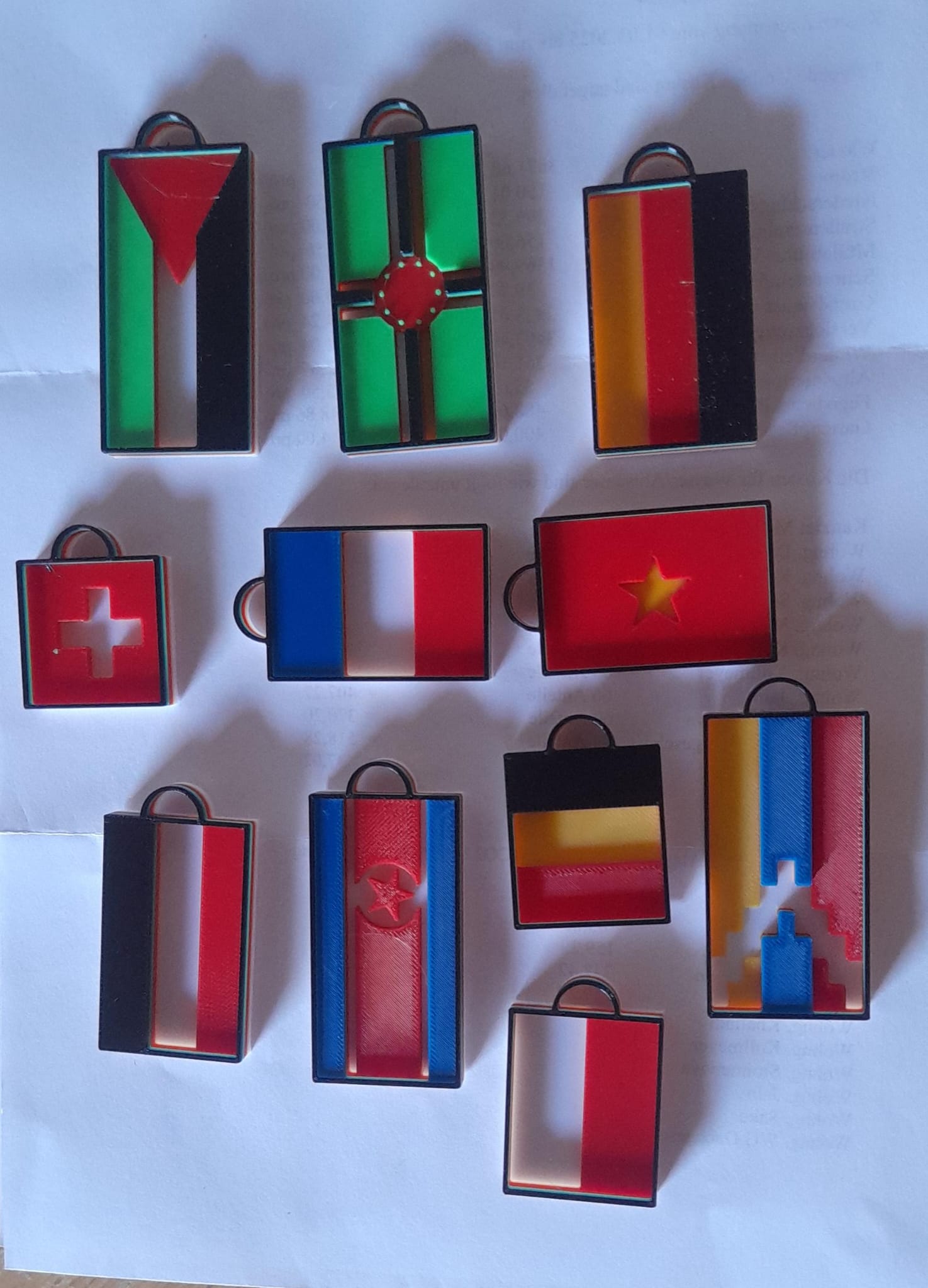 Flag keychains of the whole world