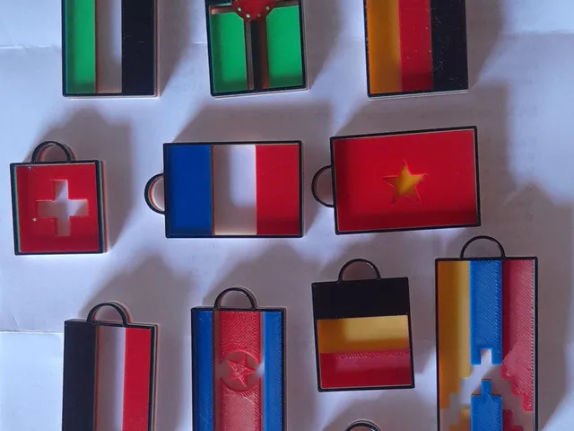Flag keychains of the whole world
