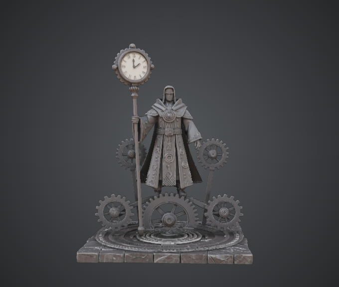Clockwork Time Mage – Steampunk Wizard with Gear Base