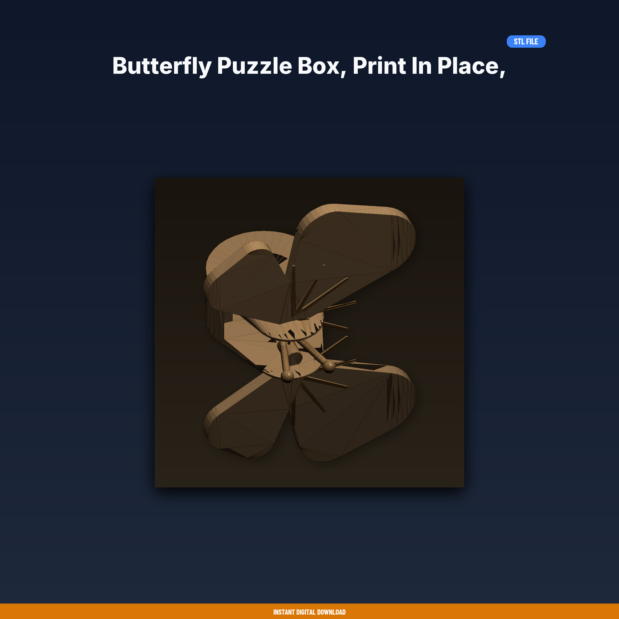 Butterfly Puzzle Box, Print in Place, Rotating Wing Lids, Secret - 3D Printable STL File
