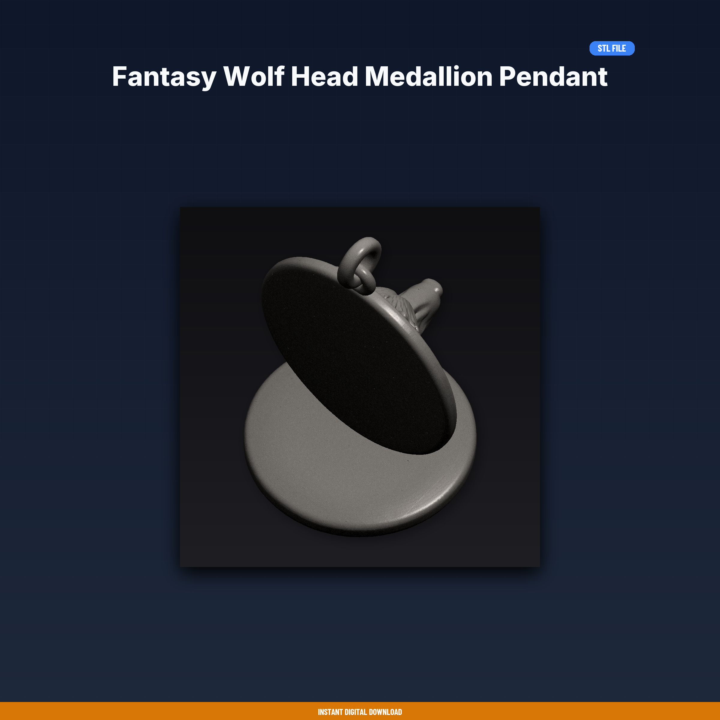 Fantasy Wolf Head Medallion Pendant - 3D Printable STL File