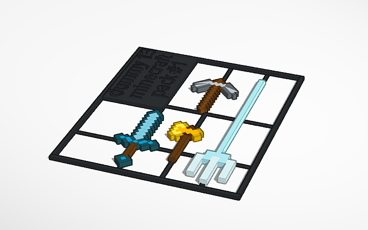 Miniatura 2 do modelo 3D Dummy 13 minecraft weapon pack #1
