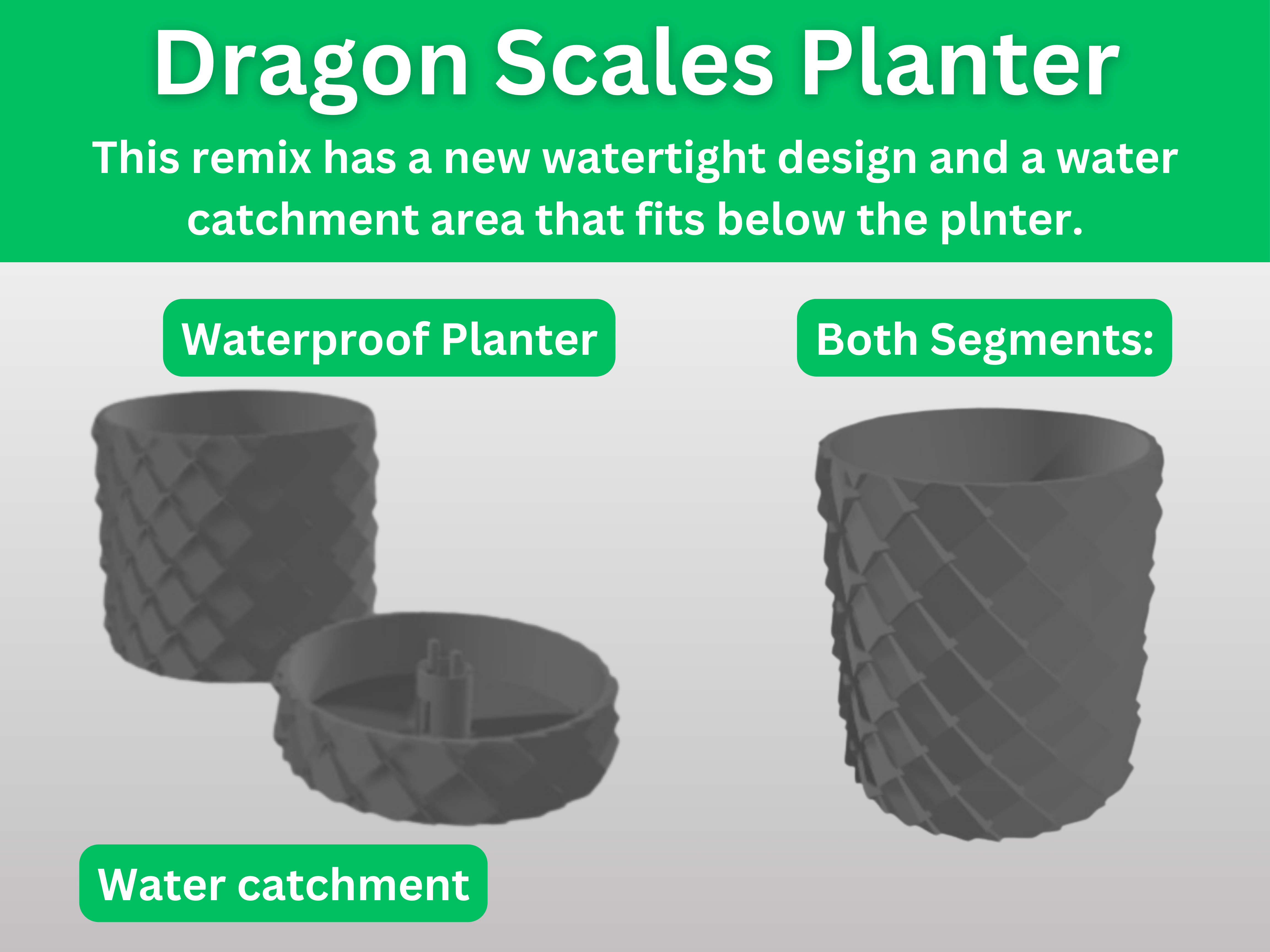 Dragon Scales Planter - Watertight w/ excess water catchment