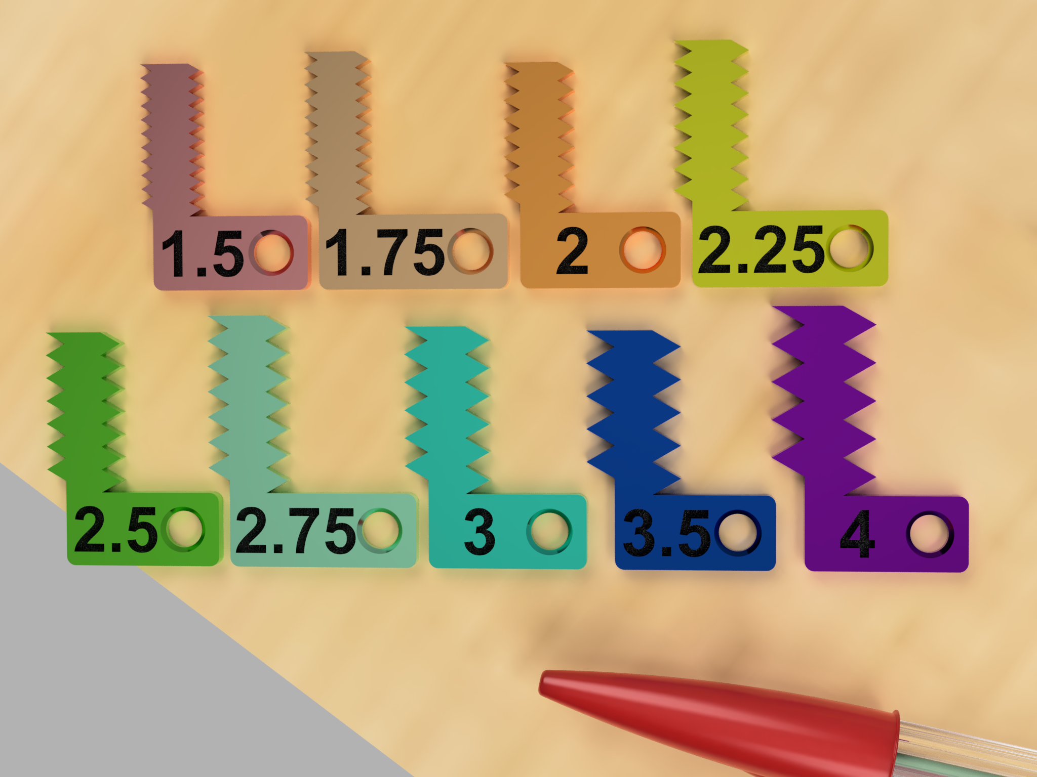 Metric thread pitch gauges by joe download free stl model