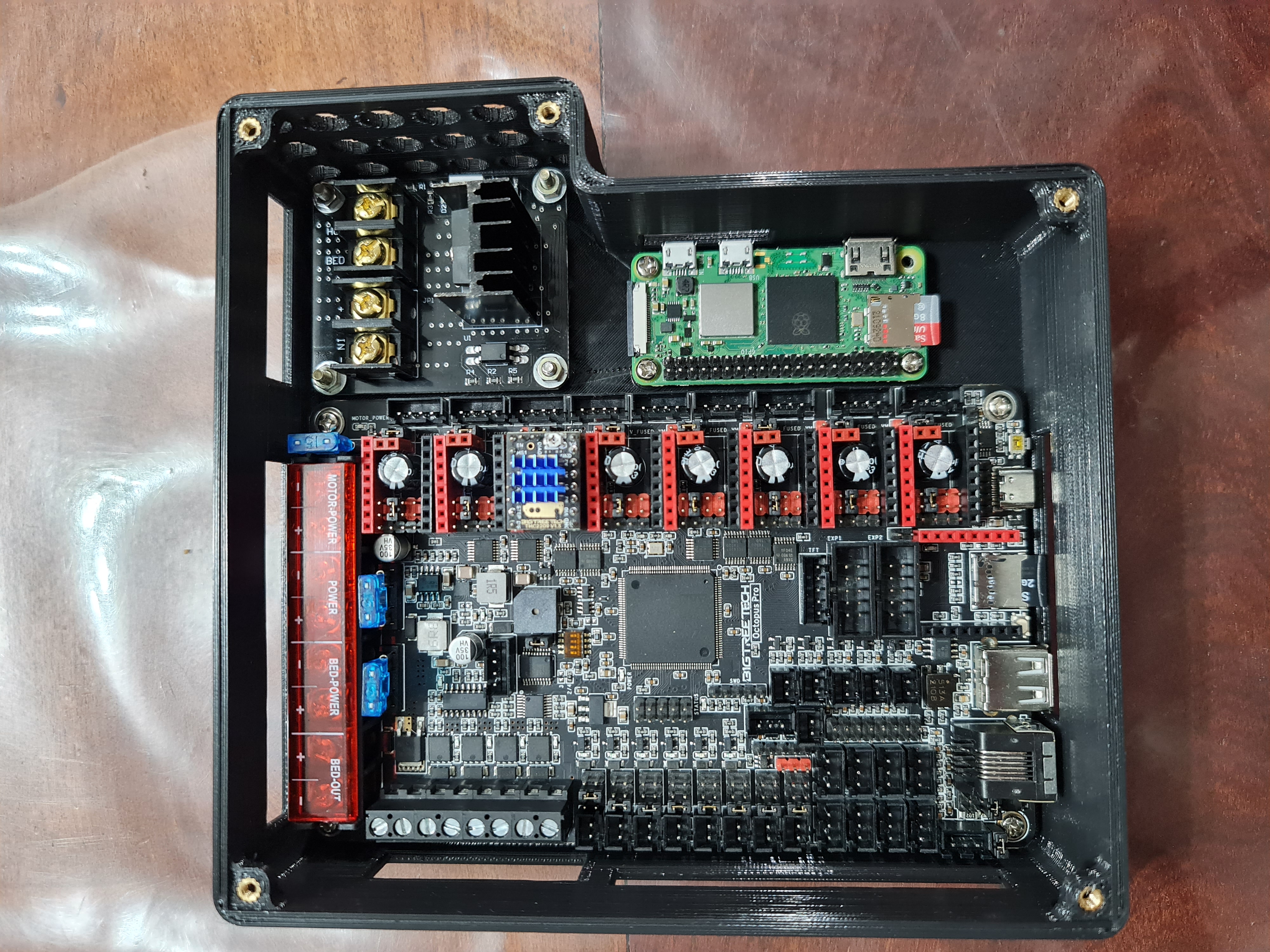 BTT Octopus Pro + Raspberry Pi Zero 2w + Mosfet board enclosure