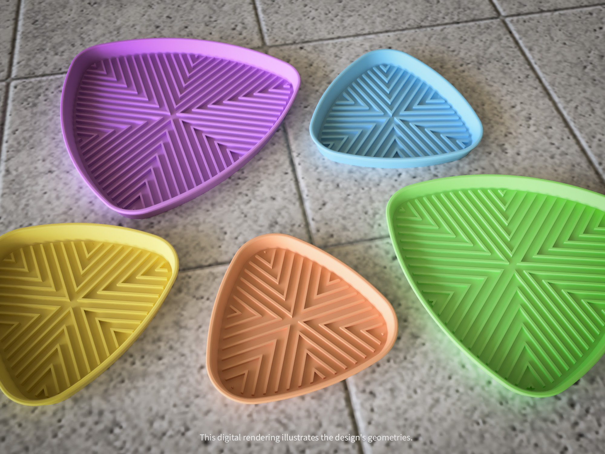 Soft Rounded Triangle Plant Saucers with Decorative Rim
