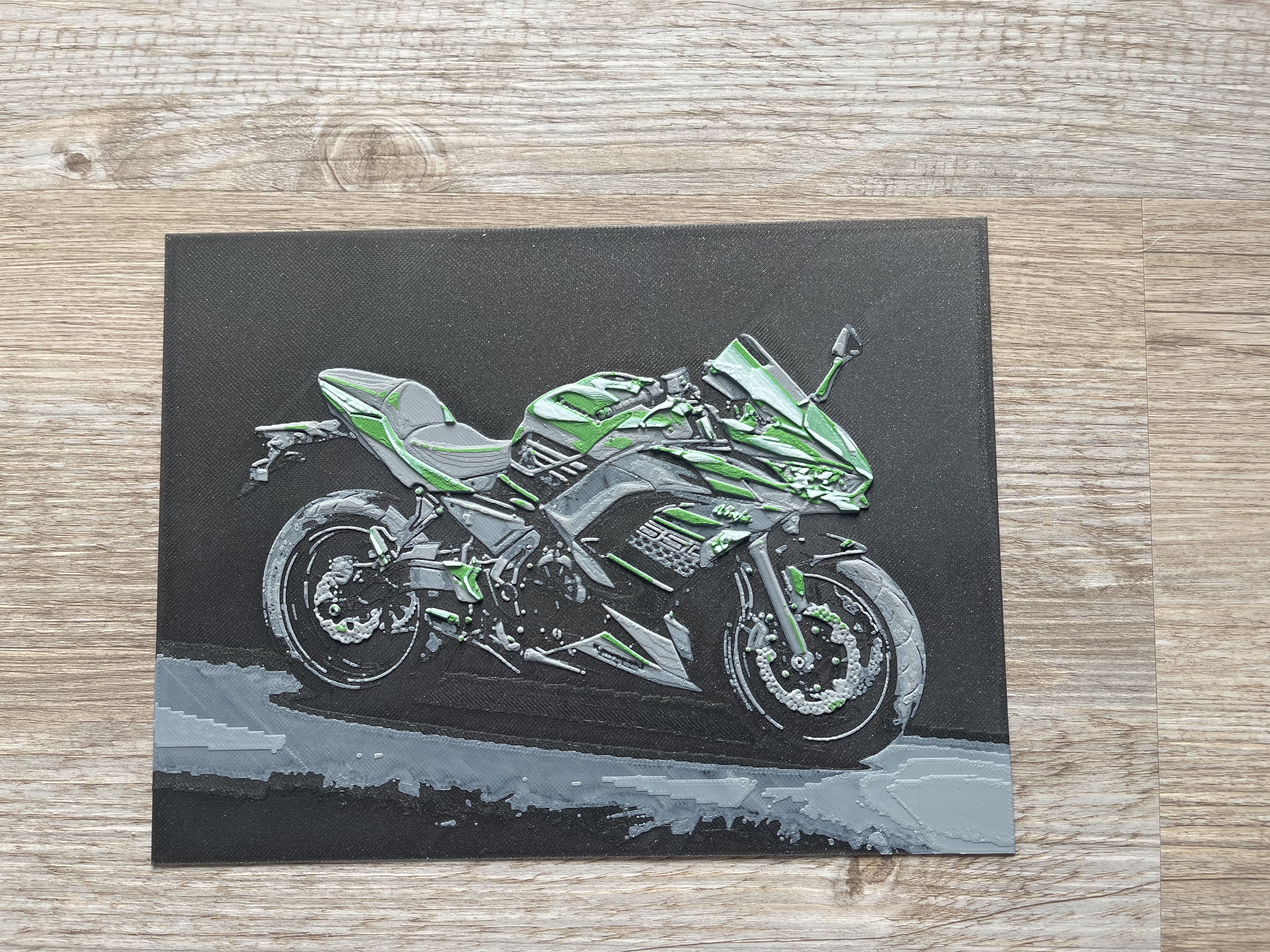 Kawasaki Ninja motorcycle HueForge / Filamentpainting