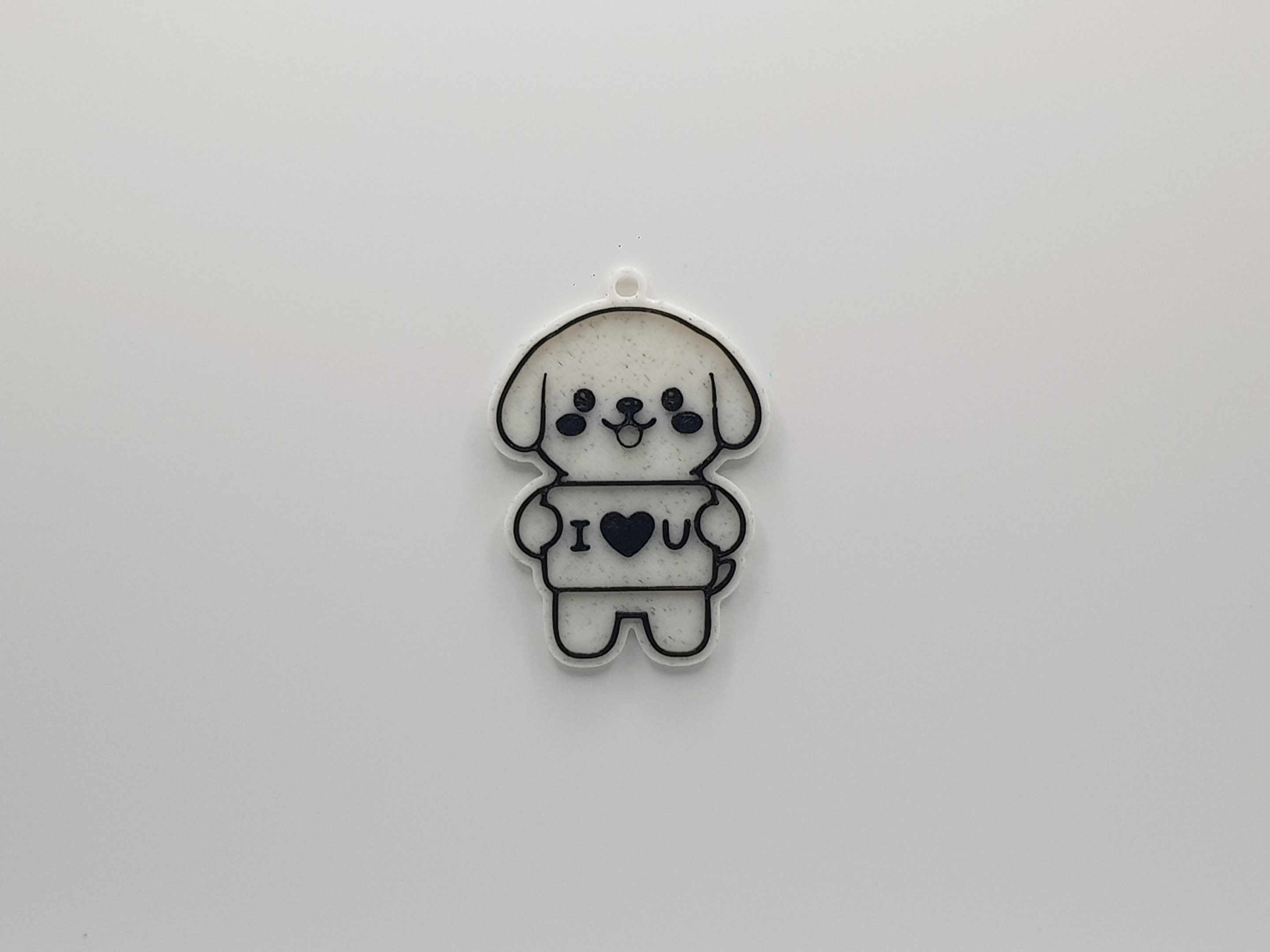 Dog Holding a Sign "I <3 U" Keychain