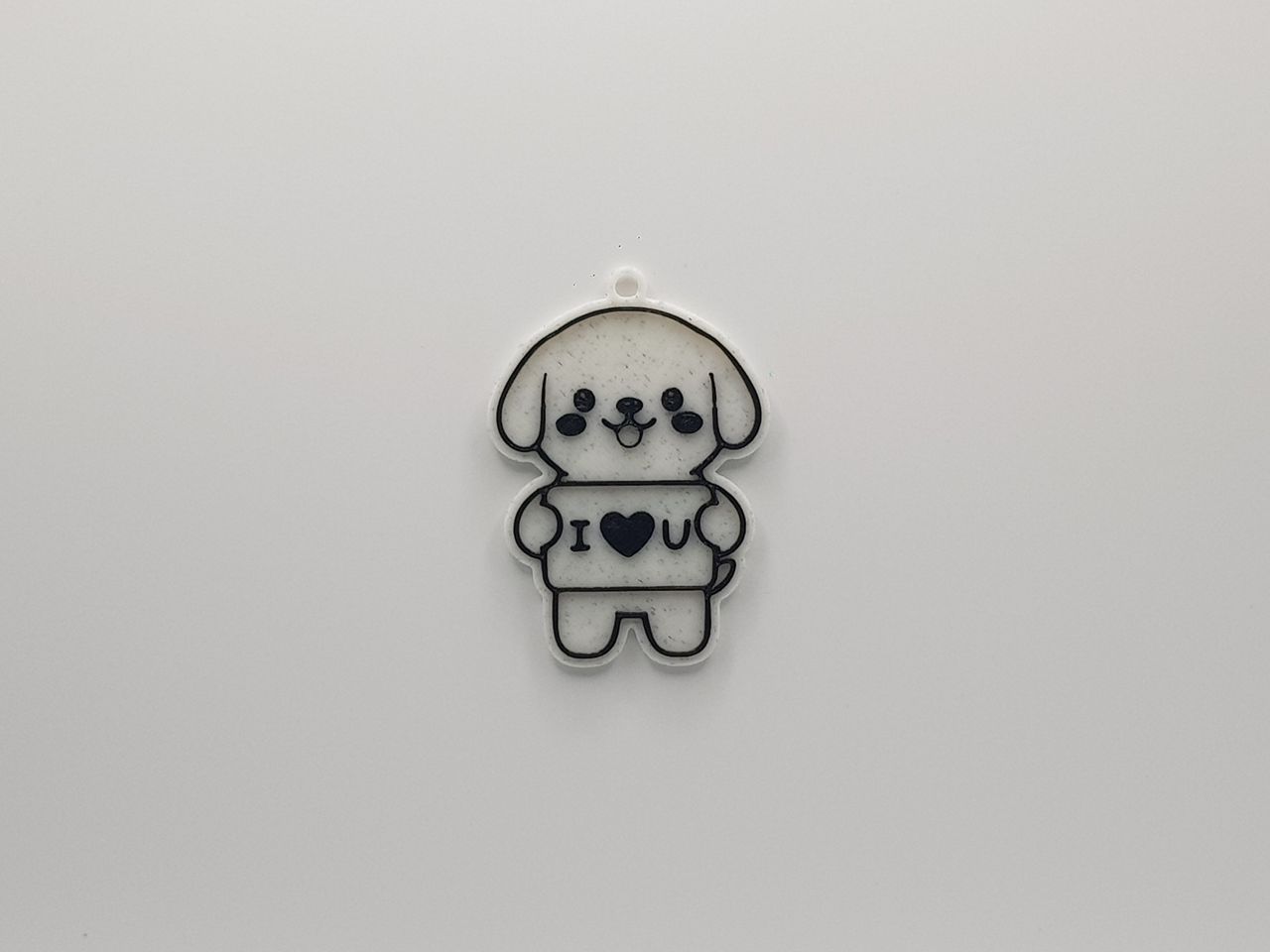 "I <3 u" Anahtarlık Pişareti tutan köpek (Sadece Plastik Aparattır!!!)