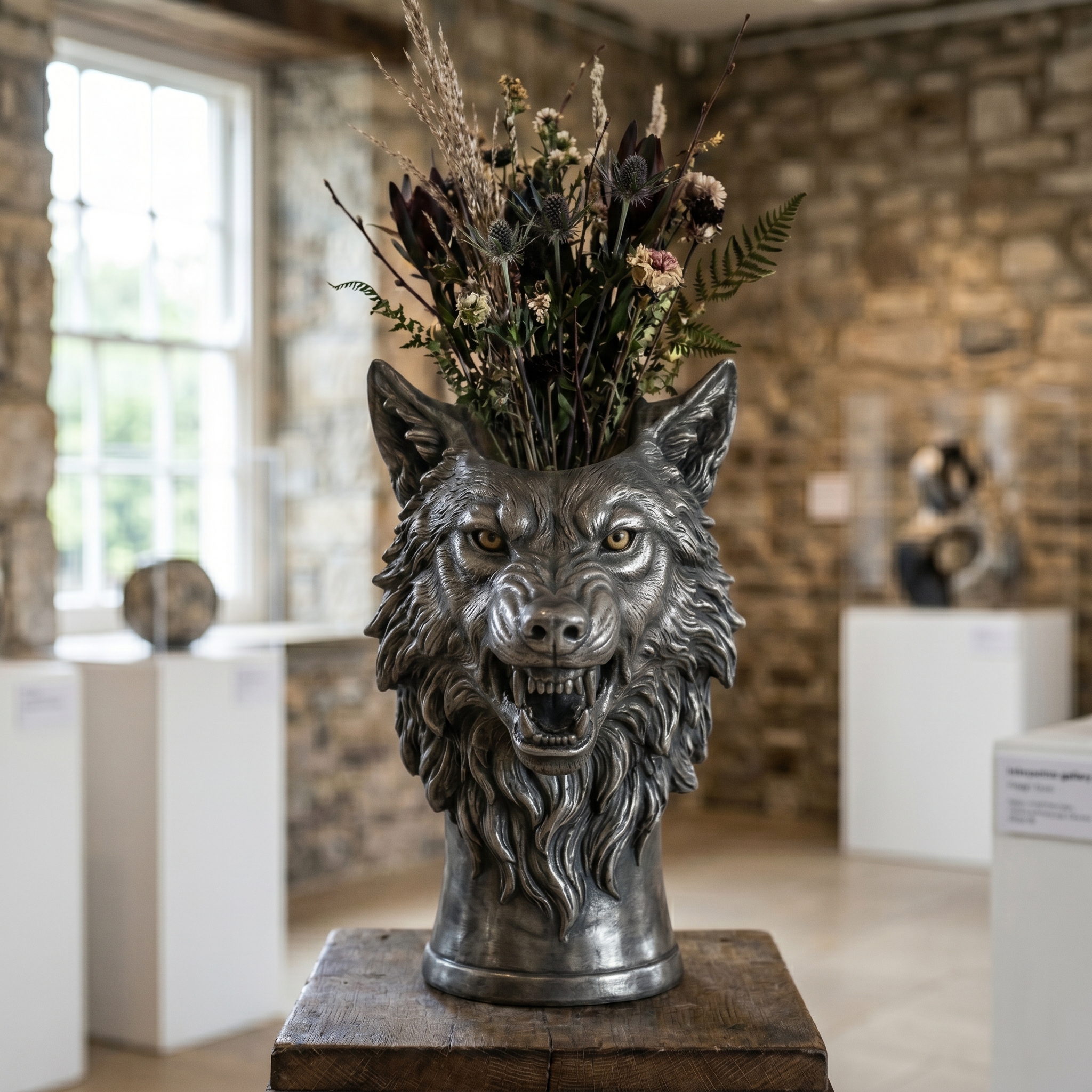 Fierce Wolf Head Bust