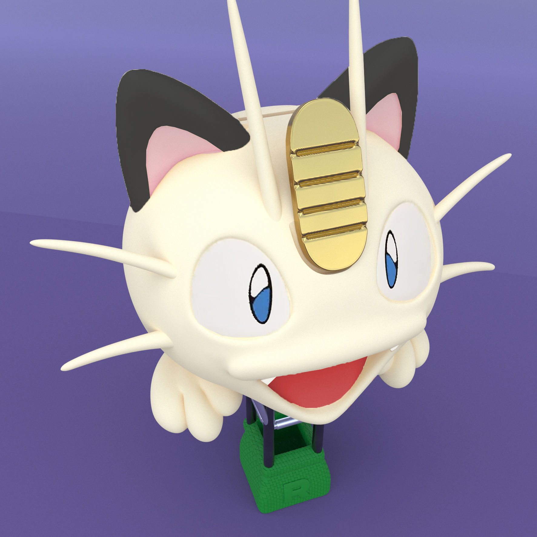 ℗052 Meowth Team Rocket Balloon Piggy Bank 3D print