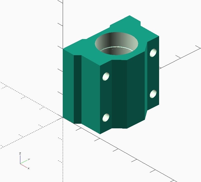 Parametric linear bearing housing SCxxUU in openSCAD