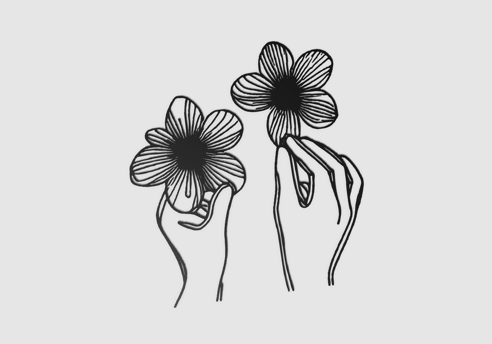 Spring flowers line wall decor