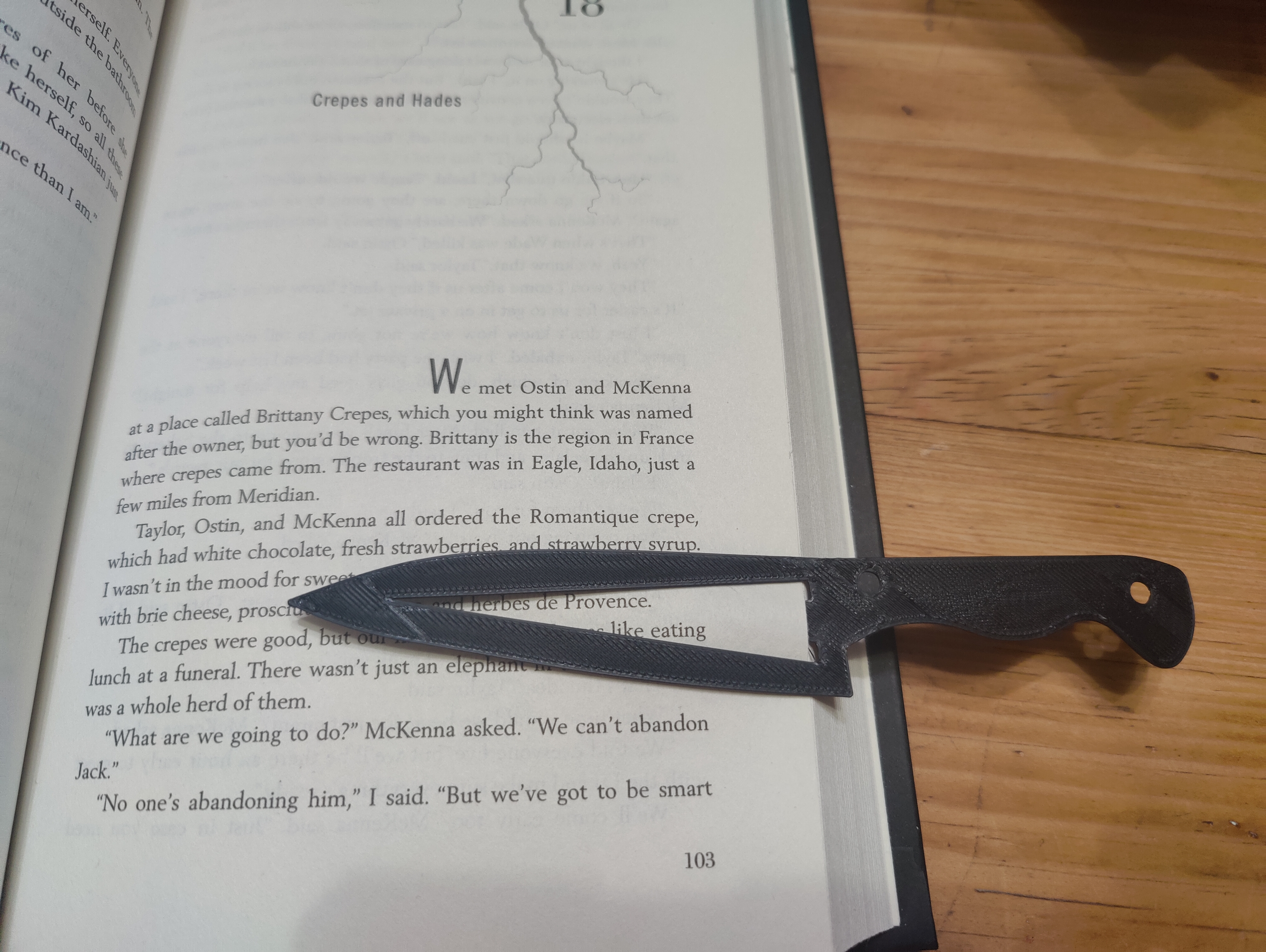 Last line knife bookmark