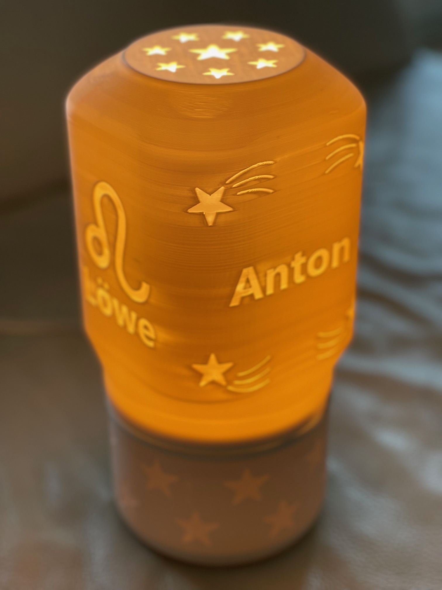 A lamp for "your" baby - with name, birth details, constellation, zodiac symbol
