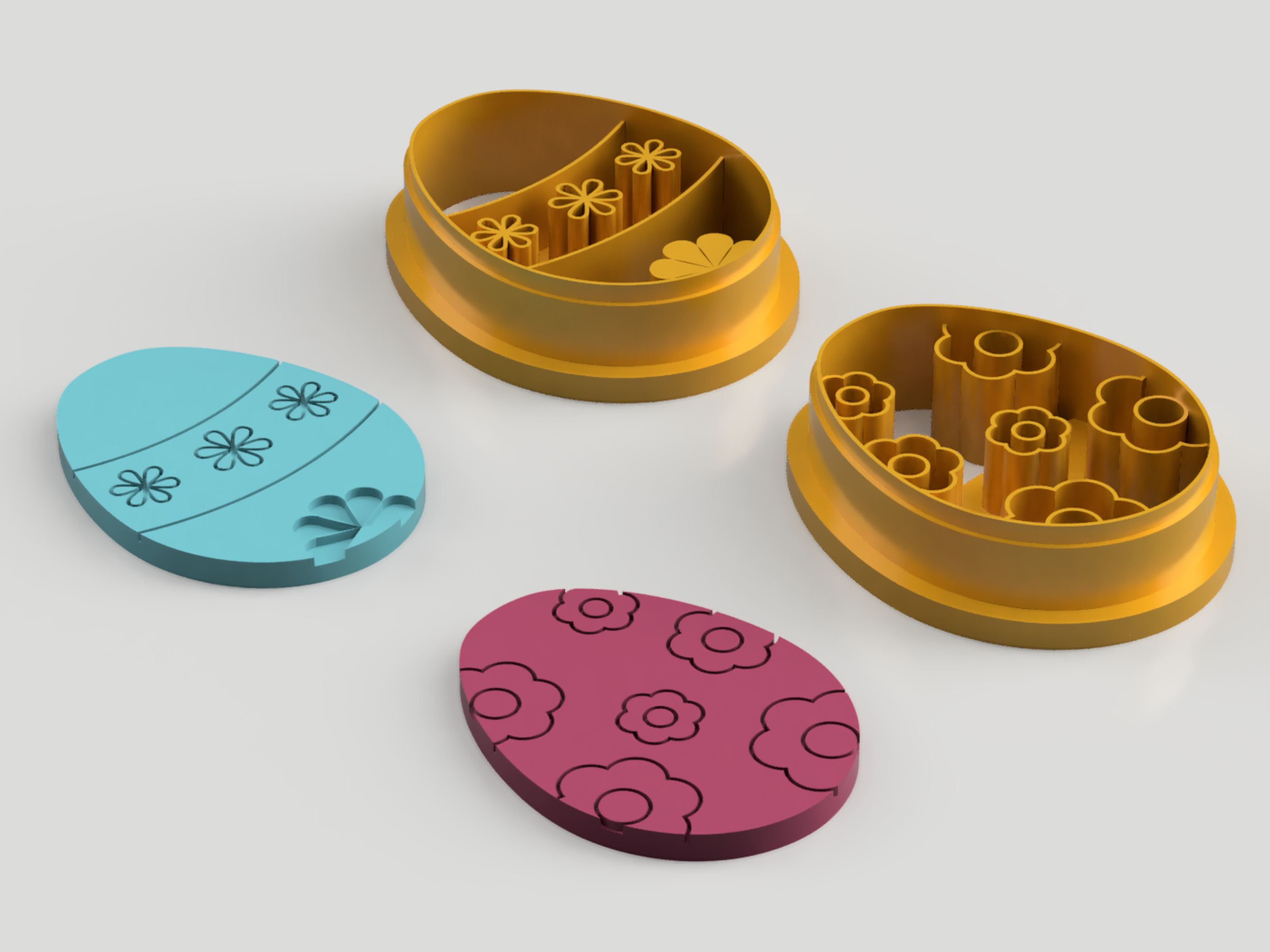Miniatura 3 do modelo 3D Flower Easter Egg Polymer Earring Cutter Set
