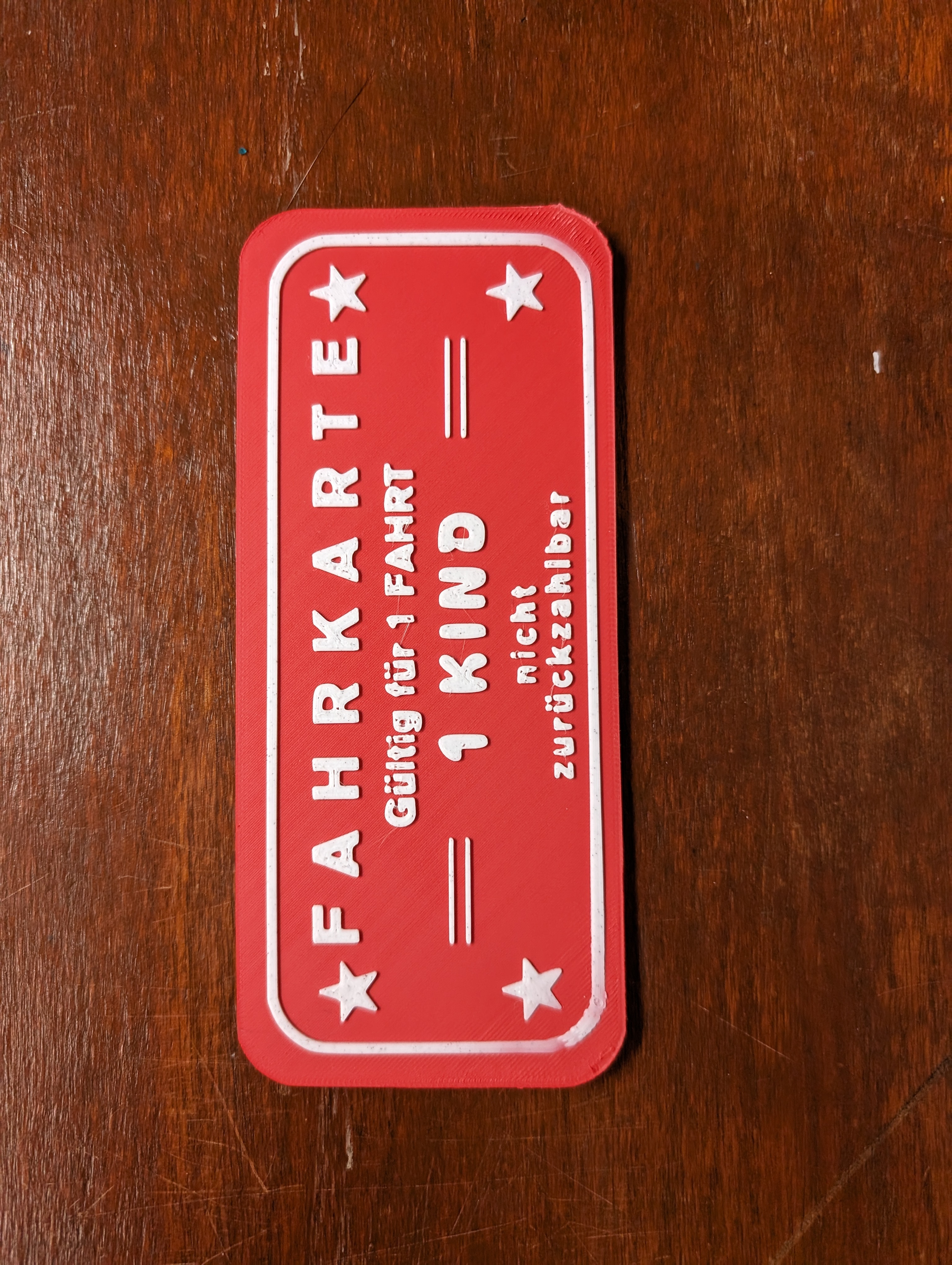 Oversized German ride ticket - Fahrkarte - One Ticket, pretend play, circus, festival decor imagination toy