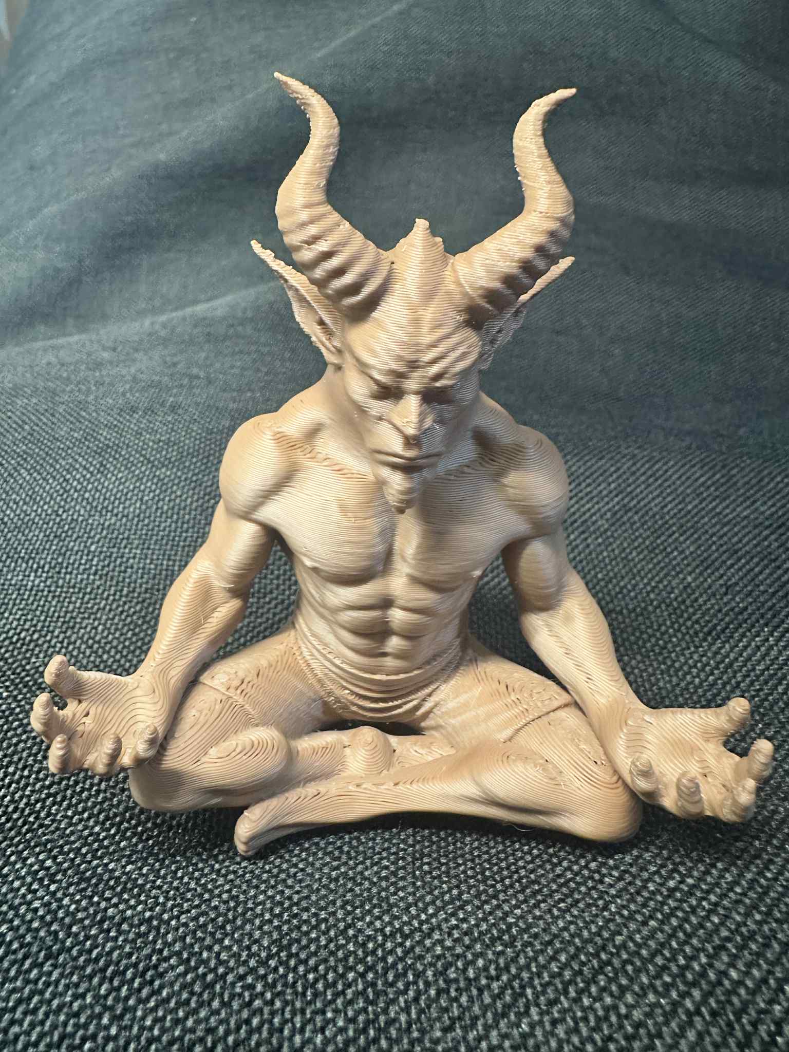 Meditating Horned Demon Idol Statue Lotus Pose