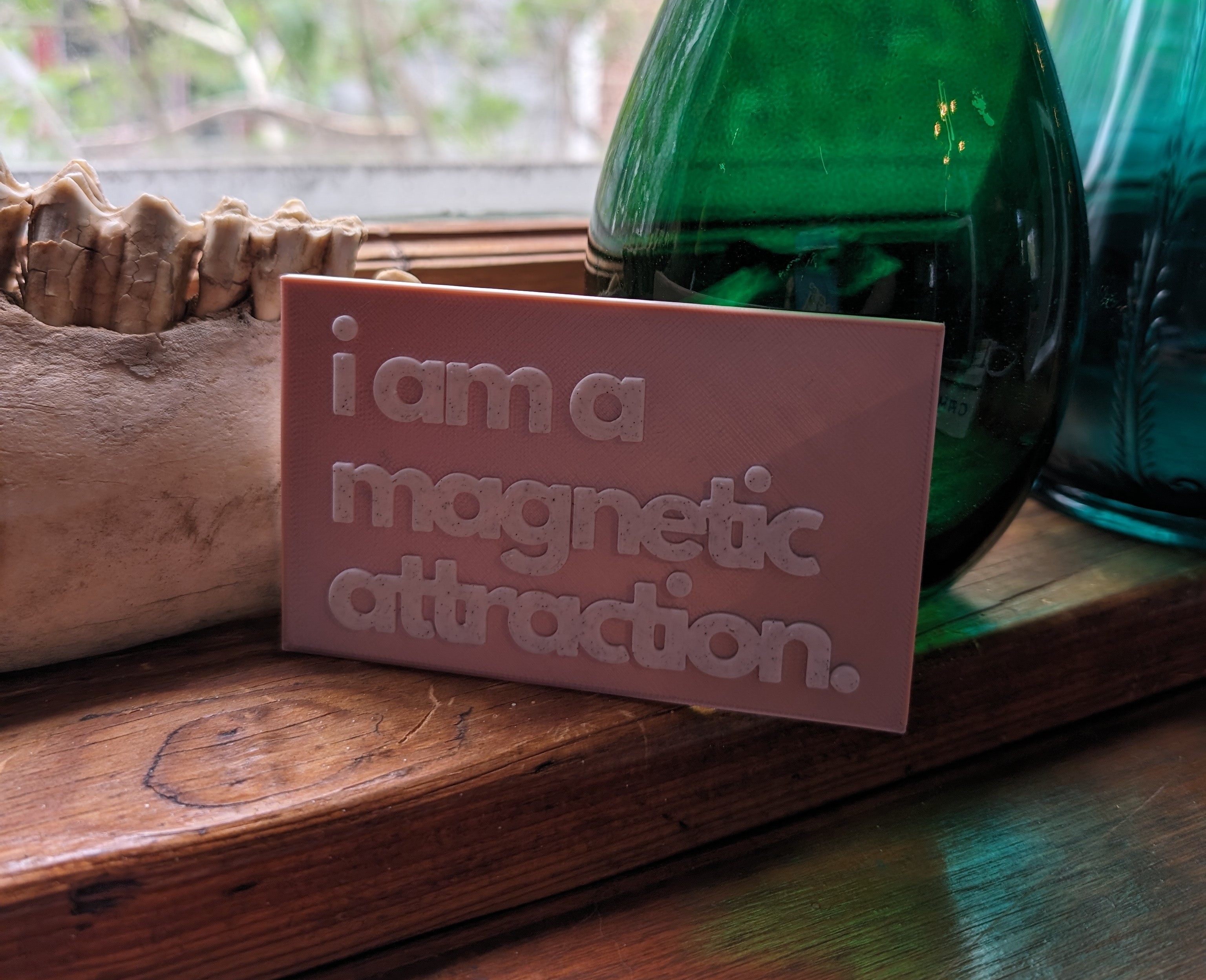 Magnetic attraction affirmation wall plaque, notecard inspirational desk art