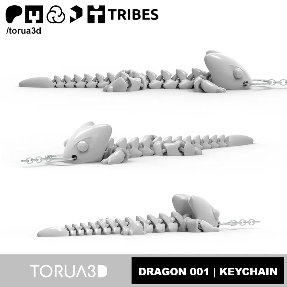 Articulated dragon 001 - Keychain by Torua3D | Download free Articulated dragon 001 - Keychain by Torua3D | Download free