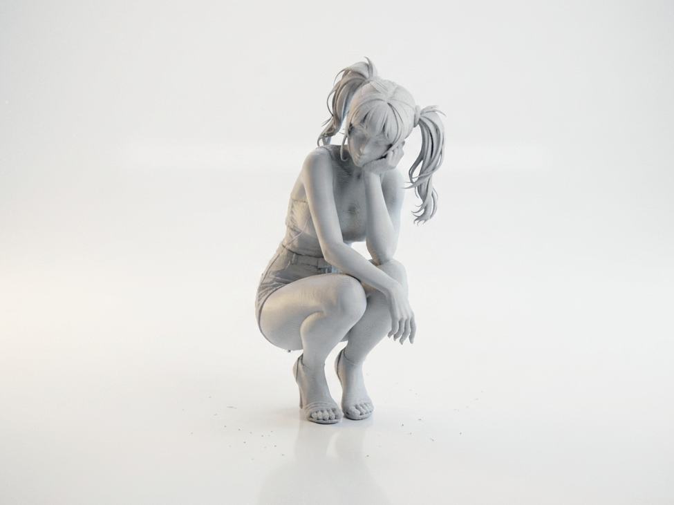 Squatting Girl Figurine Female Figure 3D Printable