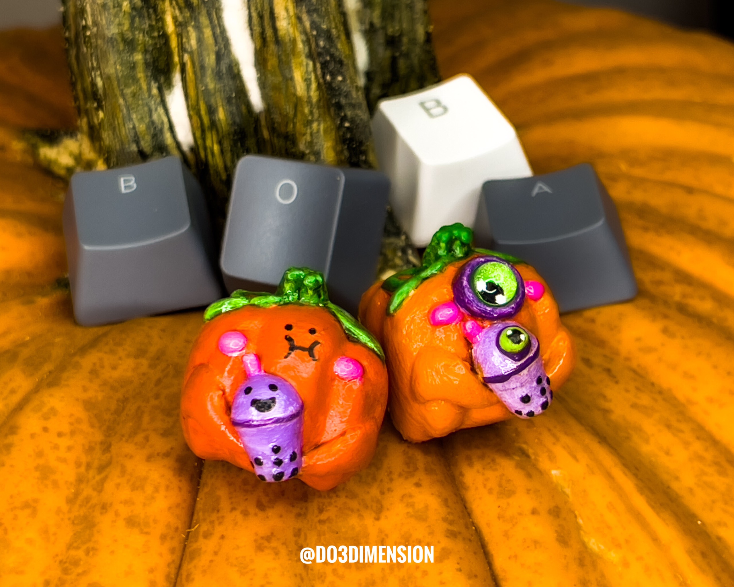 Bobaties Twins - Boba & Cutie Keycaps and Keycap Case by DO3DIMENSION