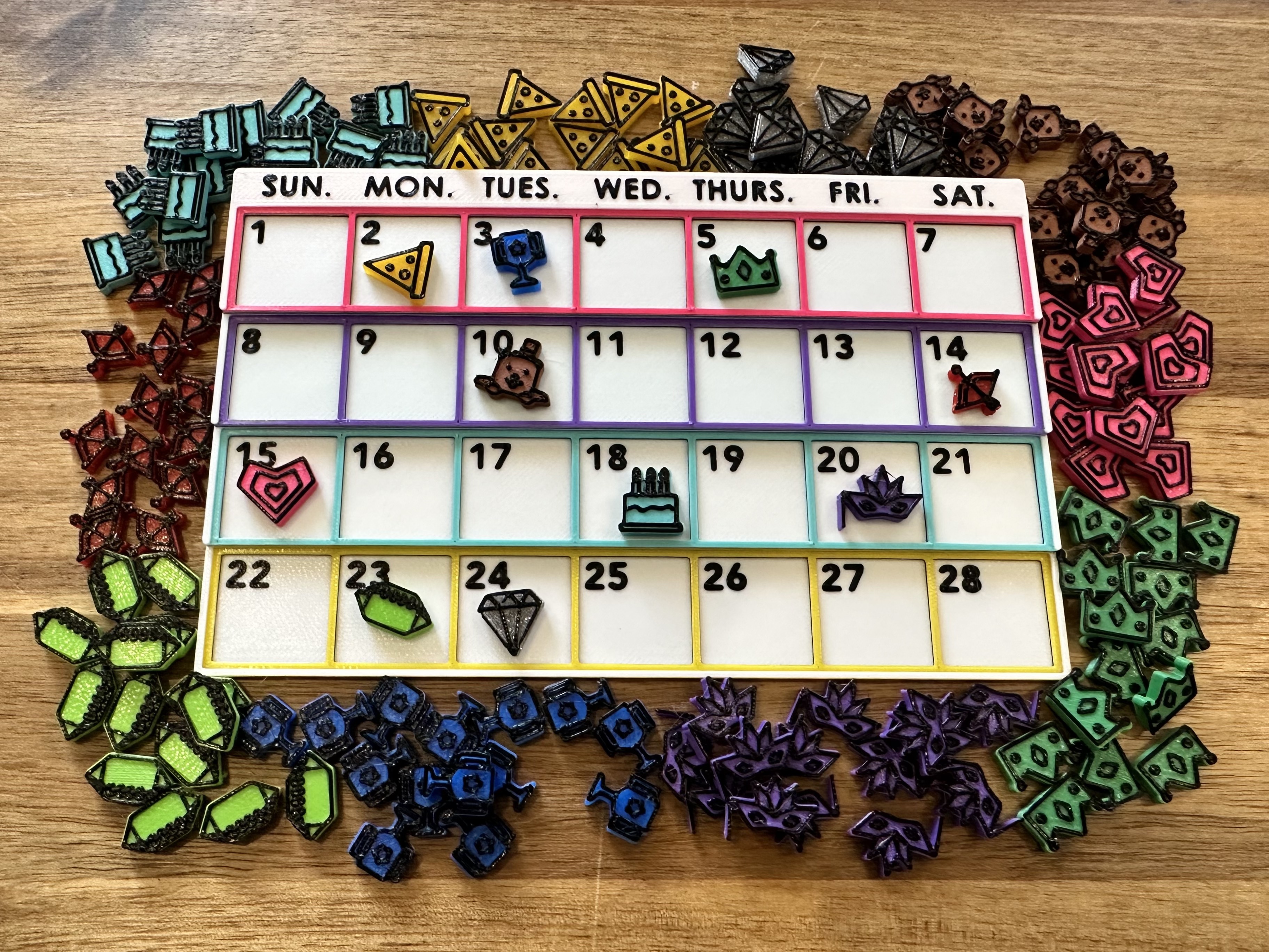 February Trick-Taking Game Board and Pieces