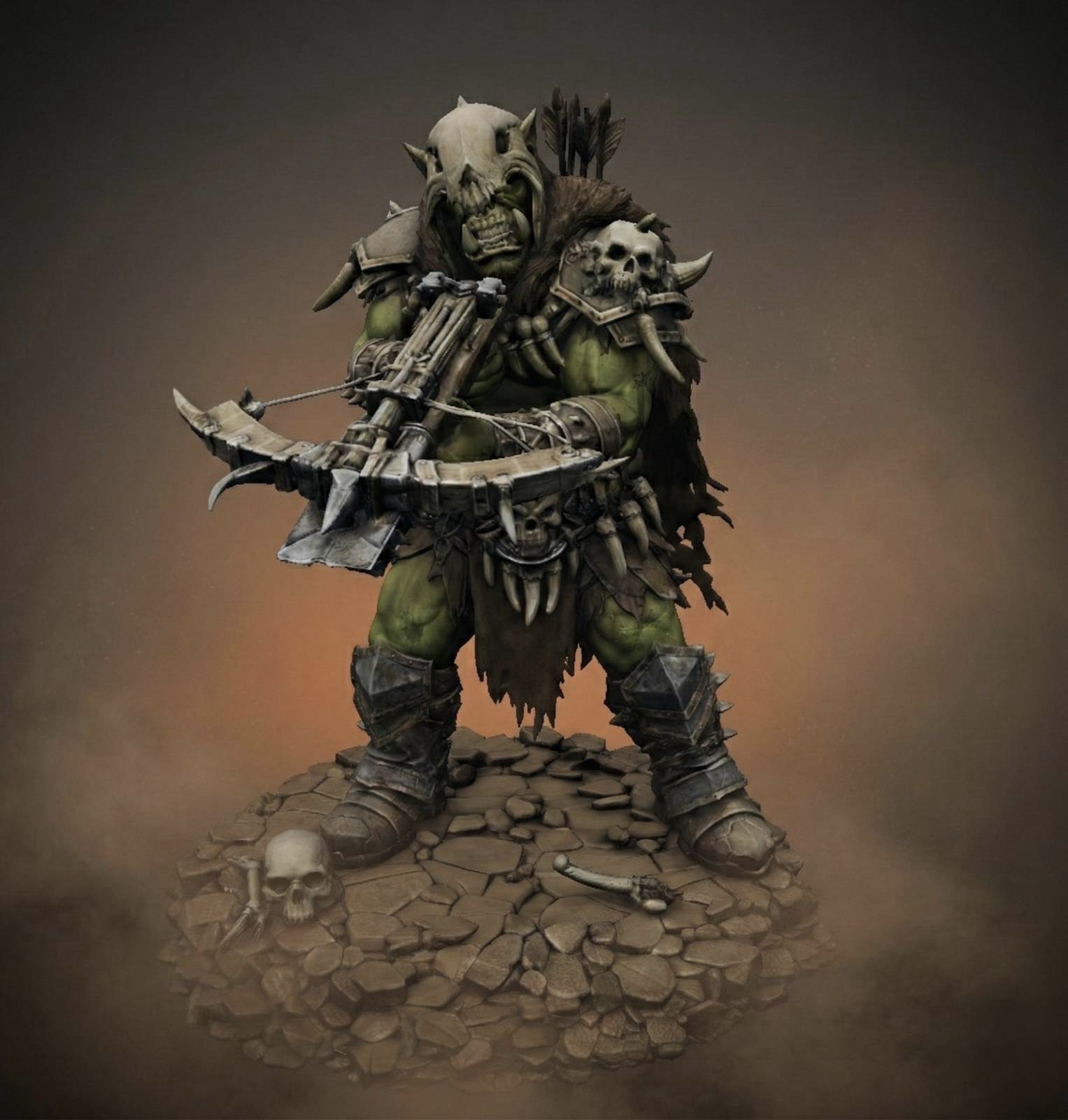 Vhorlath Realms – Orc – Boneclad Crossbow Raider (Dark Fantasy 3D Printable Miniature STL)