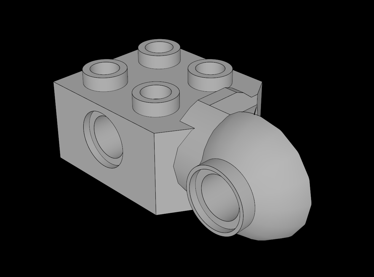 Lego Compatible (48171.dat) Technic Brick  2 x  2 with Hole, Half Rotation Joint Ball Vert