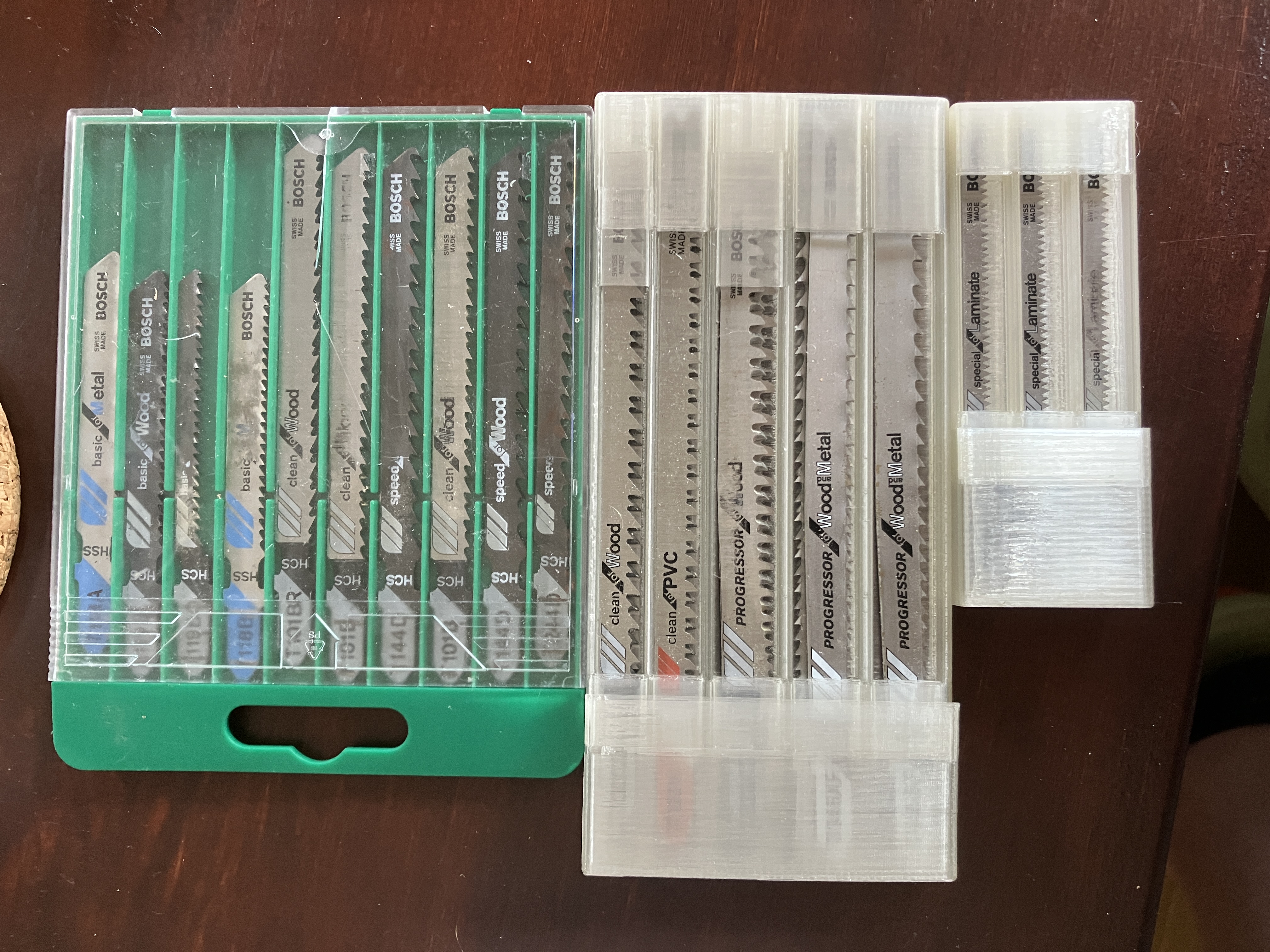 (Bosch) Jigsaw blade storage boxes (small laminate and diverse 5x2 compartment holder)