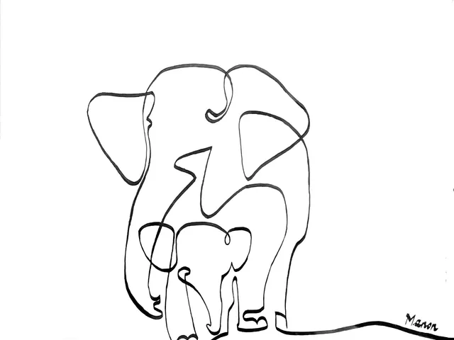 Elephant and cub - Single line - wall art by Manon
