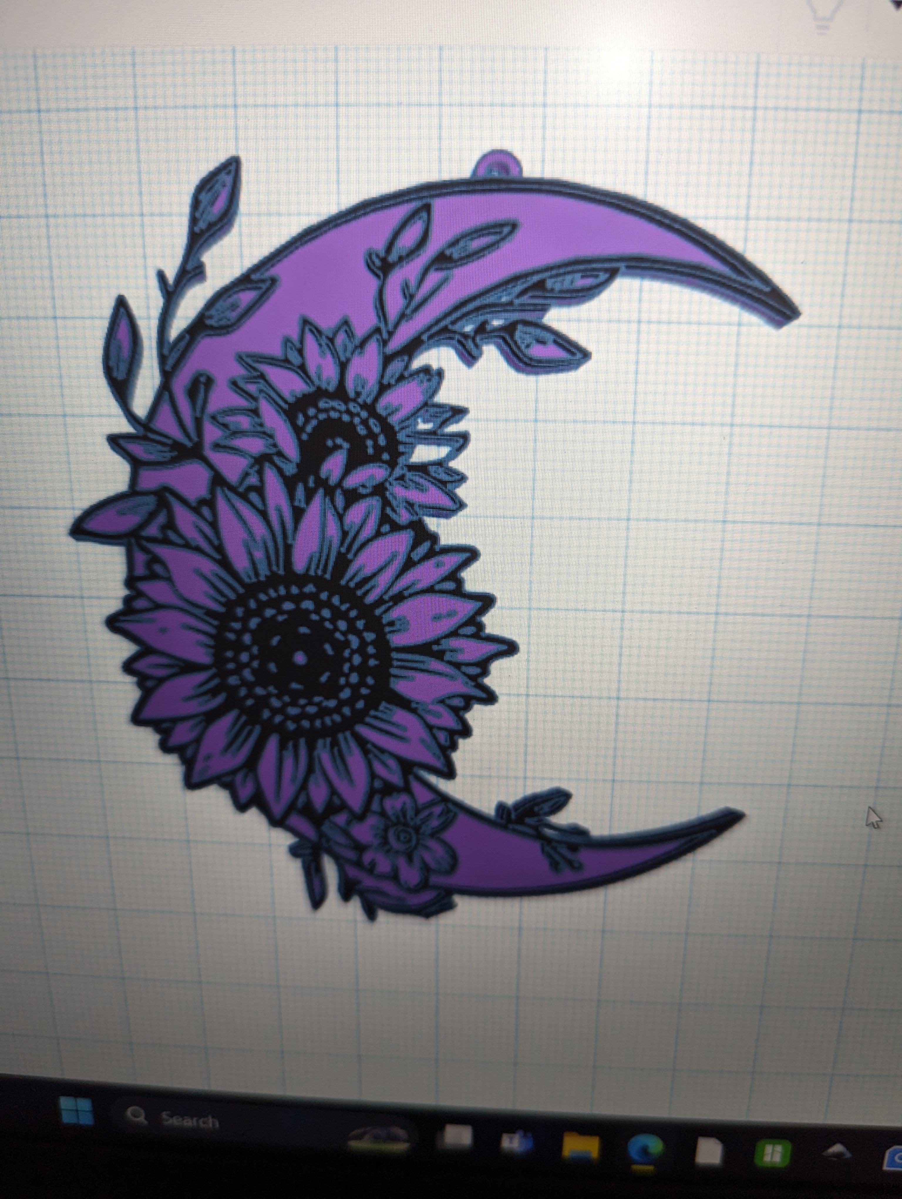 Flower and Moon Keychain