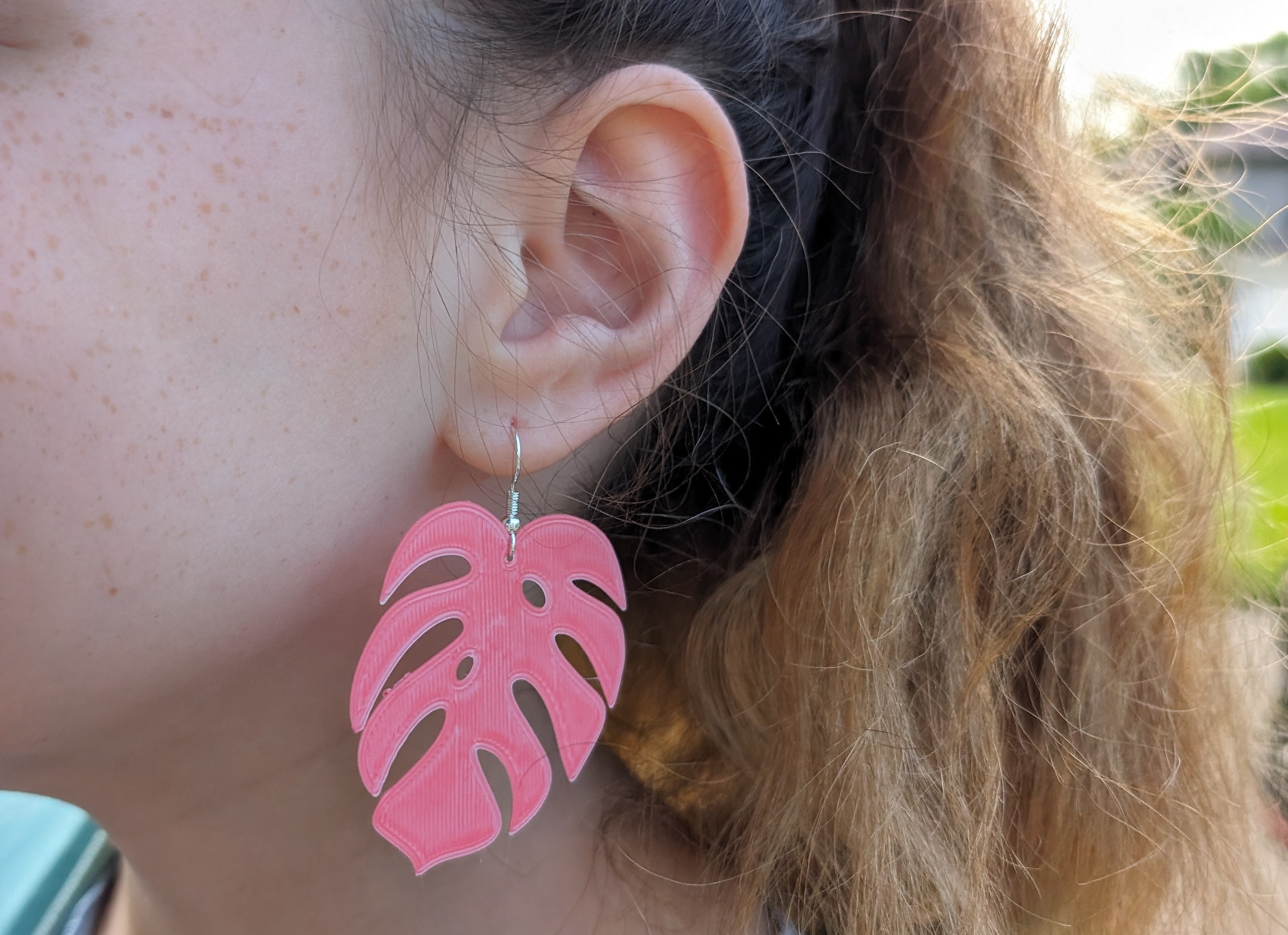 Monstera leaf earrings - foliage, leaves, oversized dangling tropical jungle greenery outdoors nature earrings with hole for post