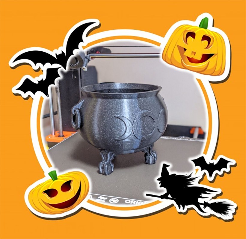 Chaudron Moon avec anses fonctionnelles et pieds de dragons - Moon cauldron with functional handles and dragon feet - Halloween - Witch