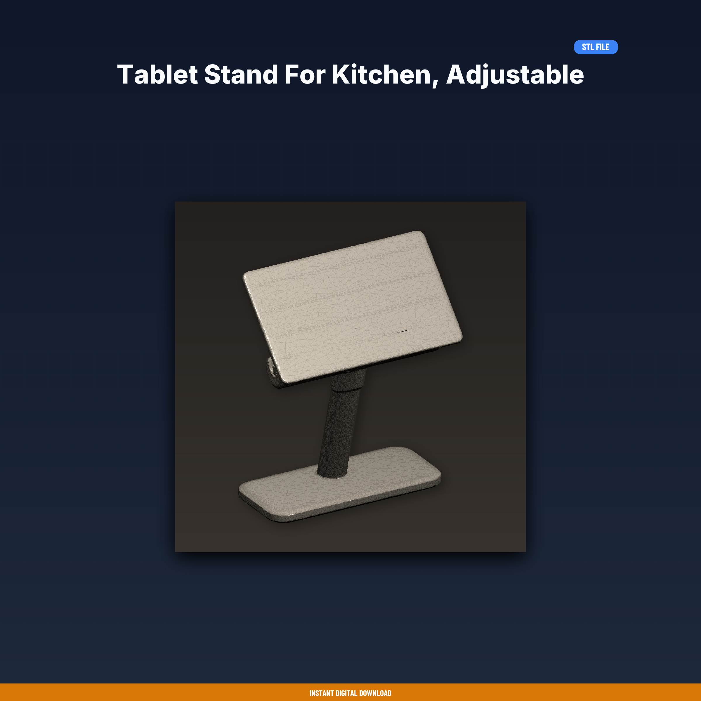 Tablet Stand For Kitchen, Adjustable Angle, Recipe Holder, - 3D Printable STL File