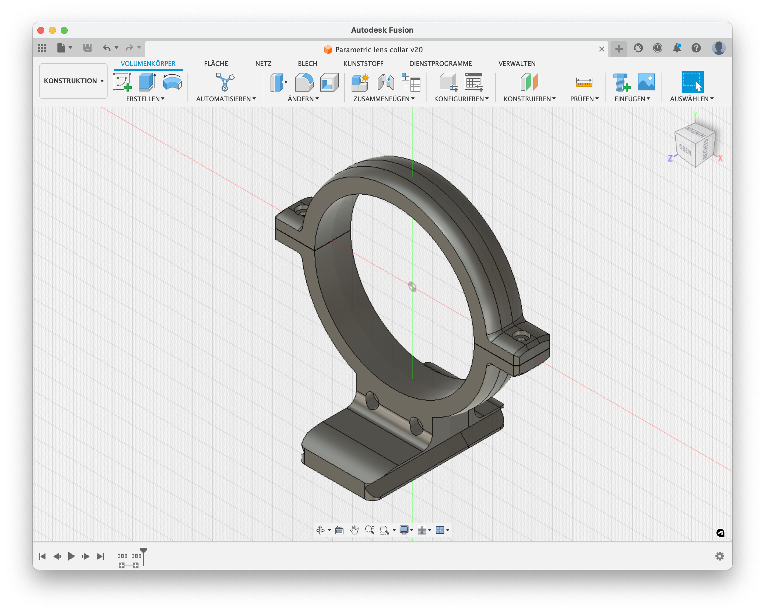 Fully parametric lens (tripod) collar, Arca plate
