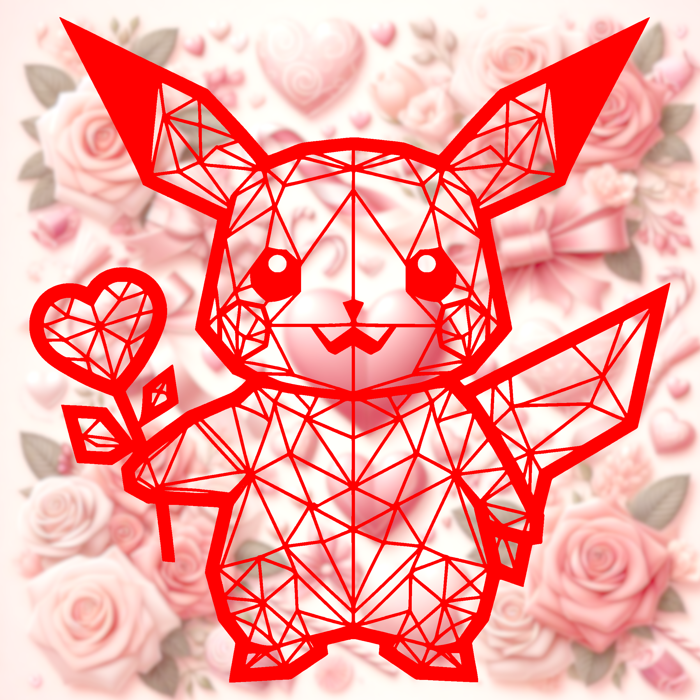 pichachu with flower heart
