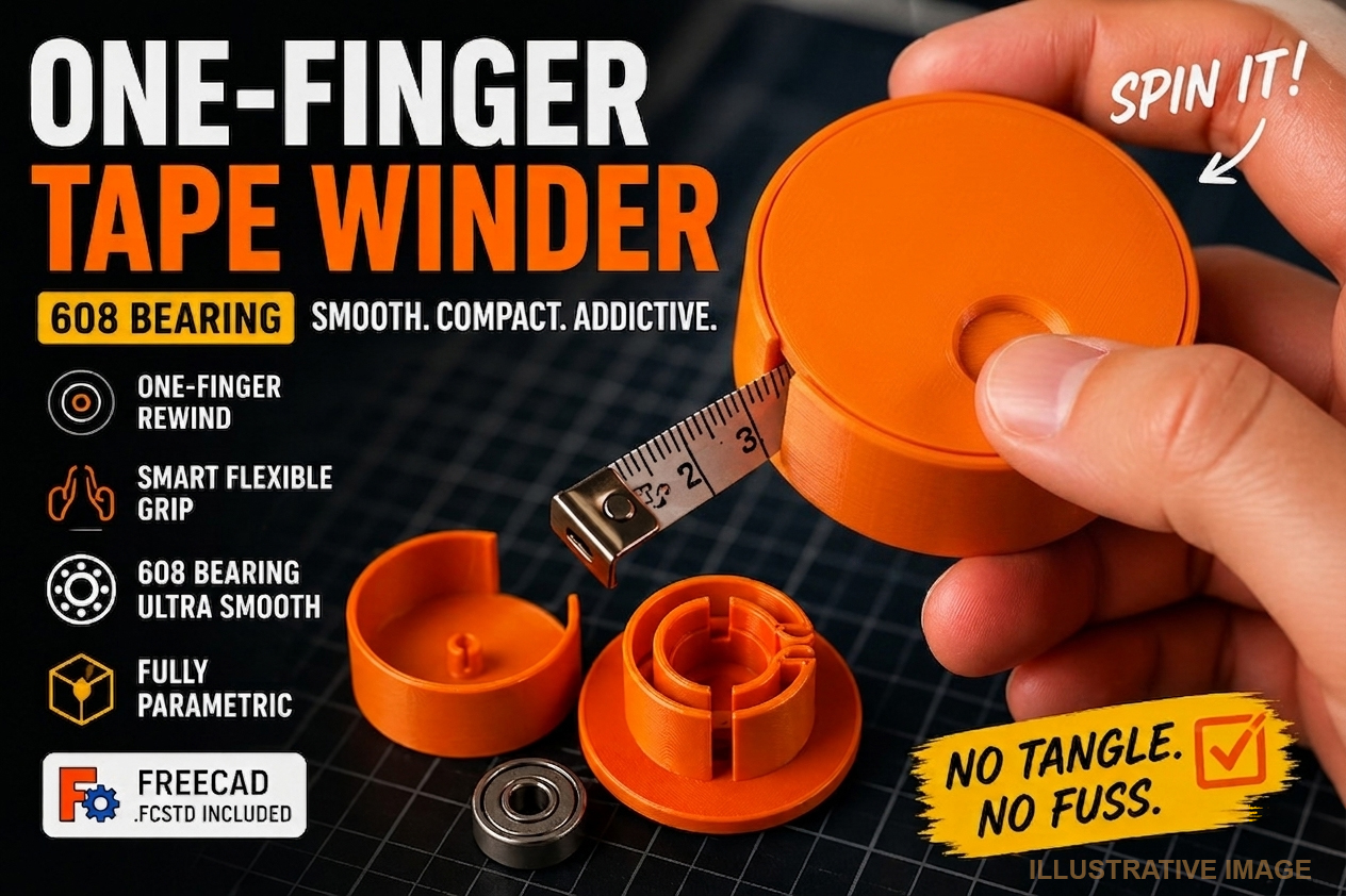 ONE-FINGER TAPE MEASURE WINDER Parametric (608 BEARING required)