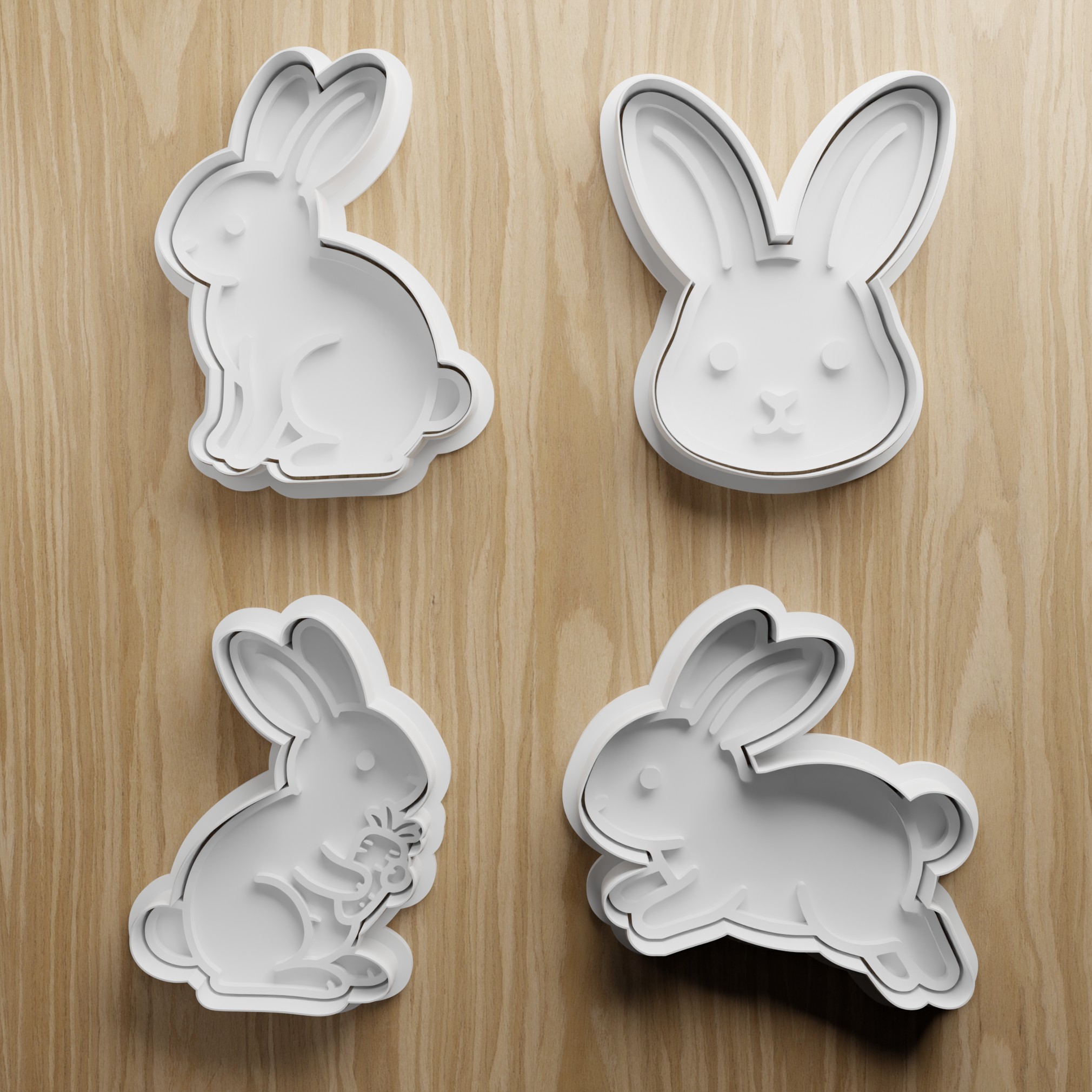 Easter Bunny Cookie Cutter STL Bundle | Cute Rabbit Fondant Cutter Set | 3D Printable