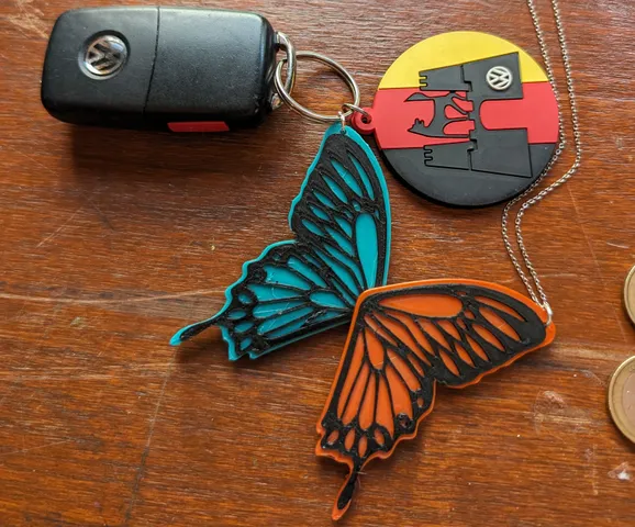 Magnetic Connecting Butterfly Wings - Hidden magnet kissing butterfly wing pendants. Two colors with filament change. Mothers day gift, friendship necklace, bff matching jewelry or keychains