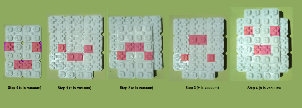 Snap-together Margolus Critters reversible cellular automaton